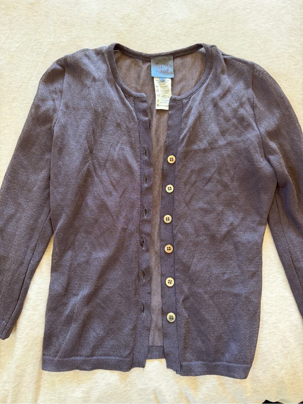 Isabel Marant Plum Sheer Button-Front Cardigan Shirt